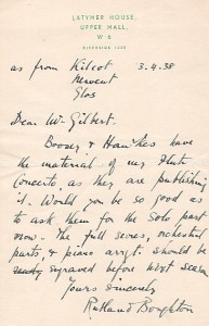 Letter from composer Rutland Boughton , March 4, 1938